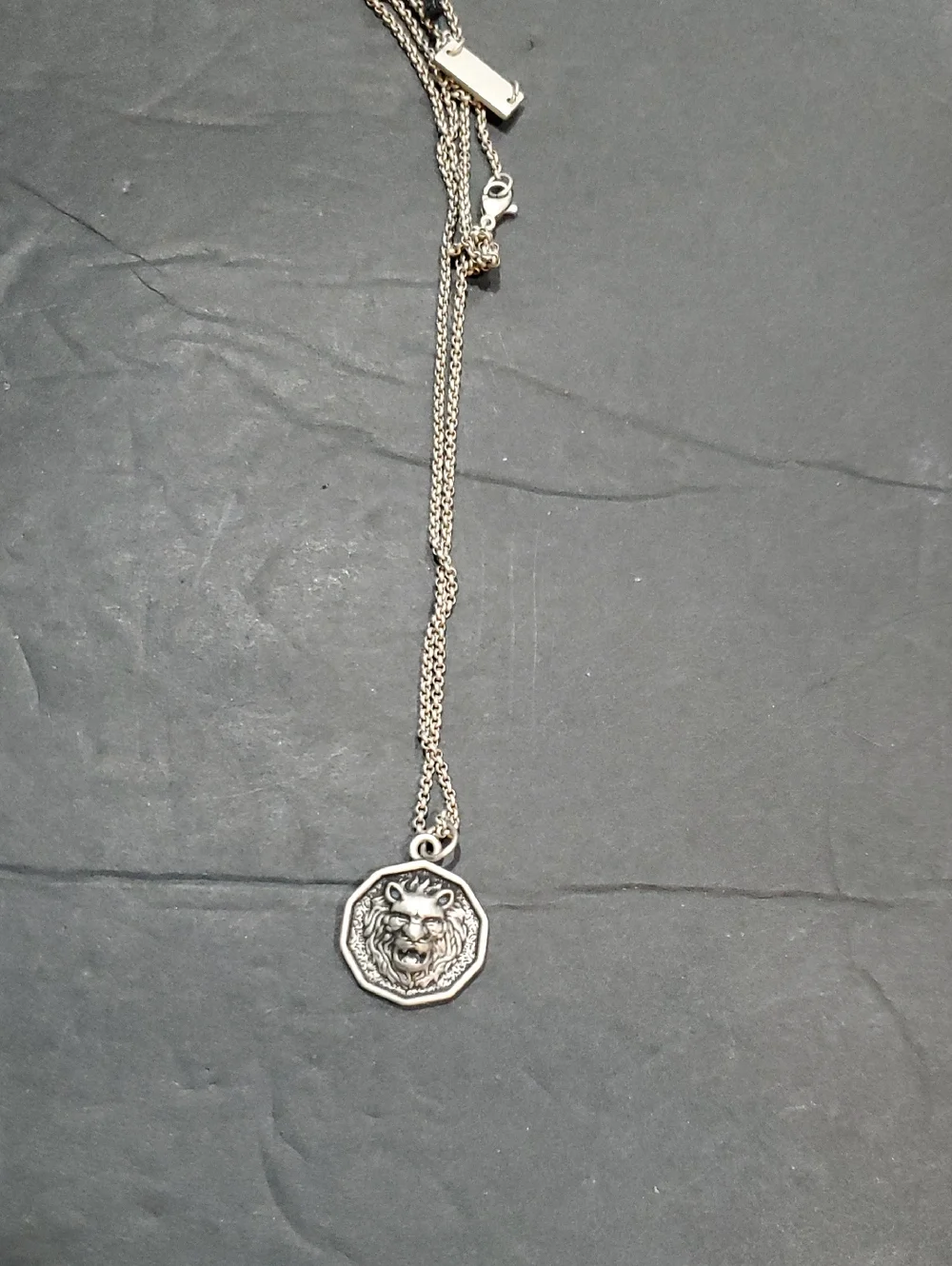 Steve Madden Men's Oxidized Lion Head‎ Coin Pendant Stainless steel Necklace new